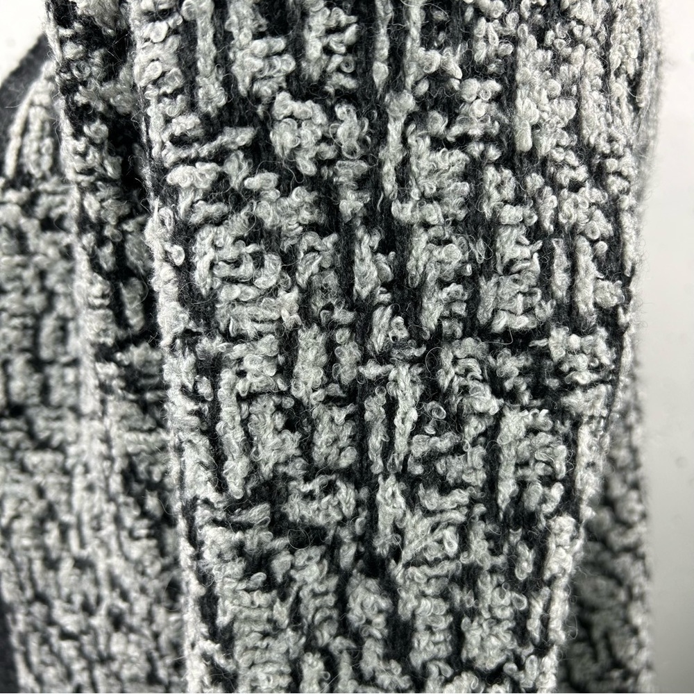 Loft Black & Grey Open Front Chunky Wool Cardigan L - Picture 5 of 8